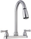 Dura Faucet RV Kitchen Faucet Non-Metallic Dual Lever Pull-Down Kitchen Faucet - Brushed Satin Nickel (DF-PK350L-SN)